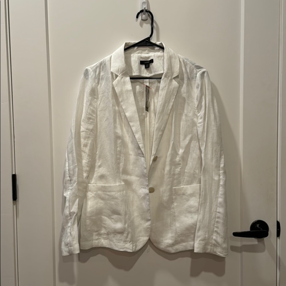 J Crew white linen blazer Sz 6